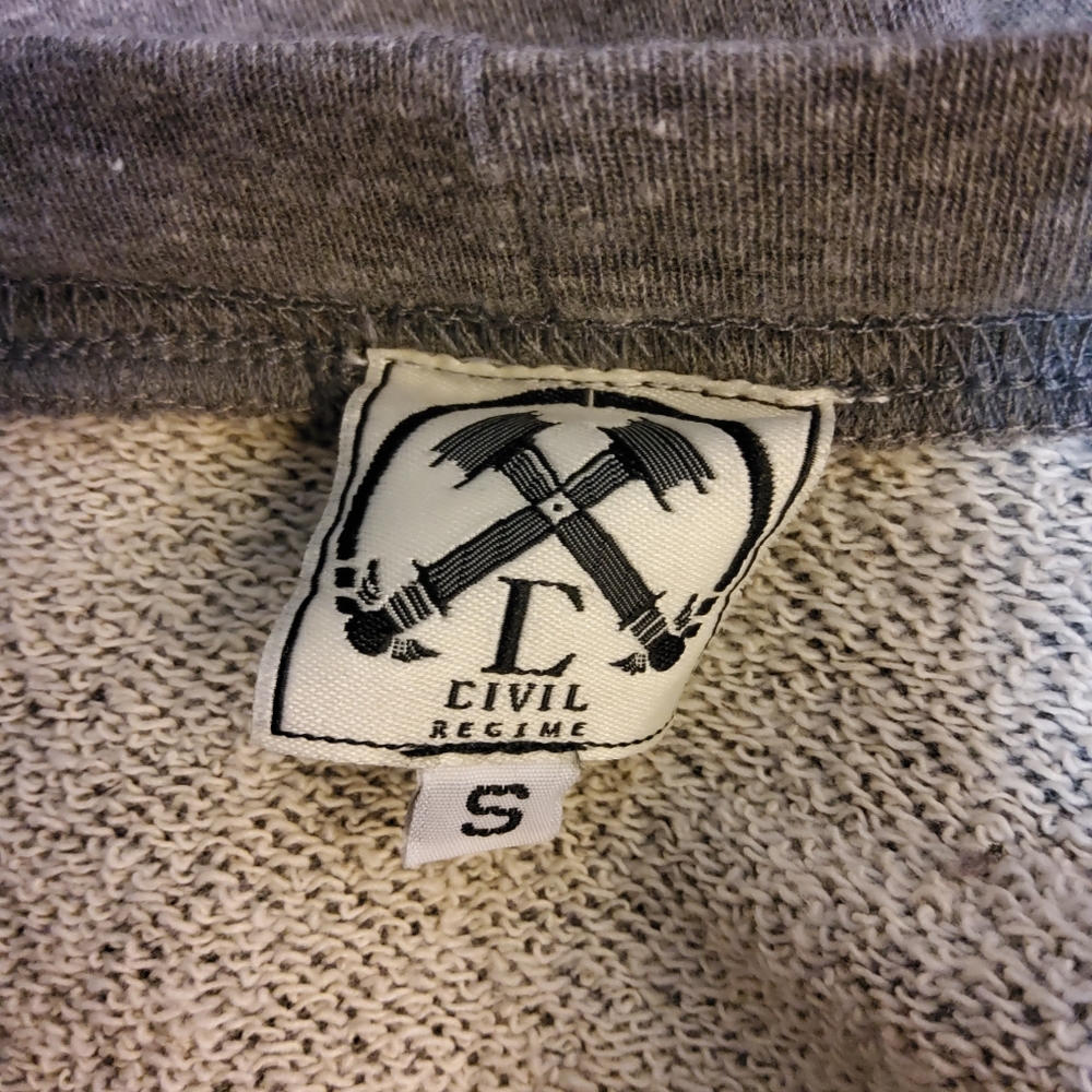 Civil Regime Graphic Sweatshirt Crop Top Pullover S Grey - Picture 5 of 5